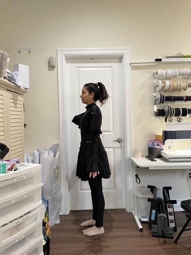 Construction detail, flower attachment on fabric